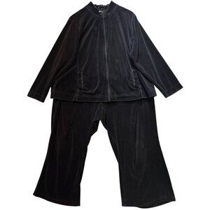 Croft & Barrow Women's Velvet Tracksuit Full Zip Stretch Size 2X/3X Black Casual